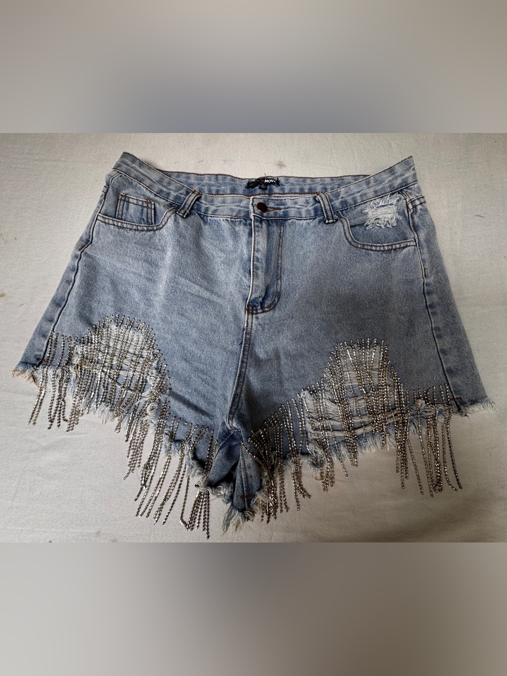 Cowgirl chic / Western glamParty women's denim cutoff crystal fringe shorts